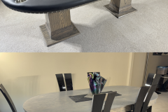 Luxury poker table featuring a custom oak plywood dining top cover so the table can be used for poker or as a dining table.