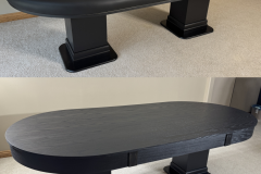 Custom poker table featuring a custom oak plywood dining top cover so the table can be used for poker or as a dining table.