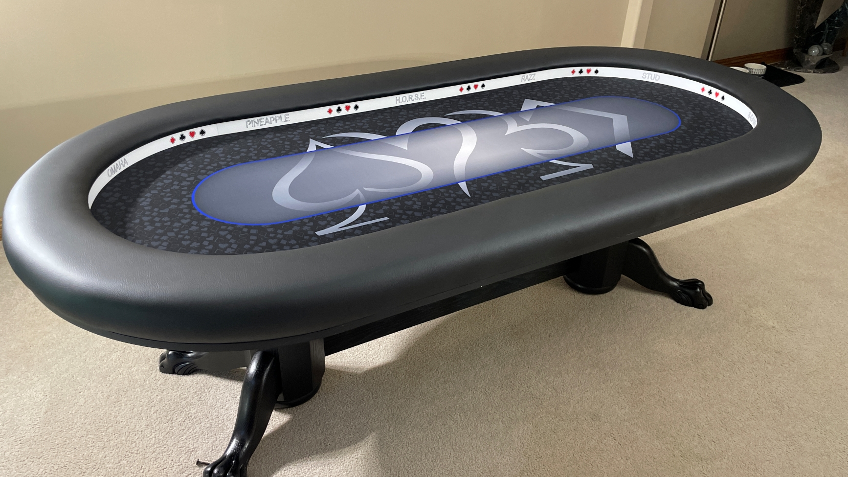 4Suits Poker Table Black & Blue poker table