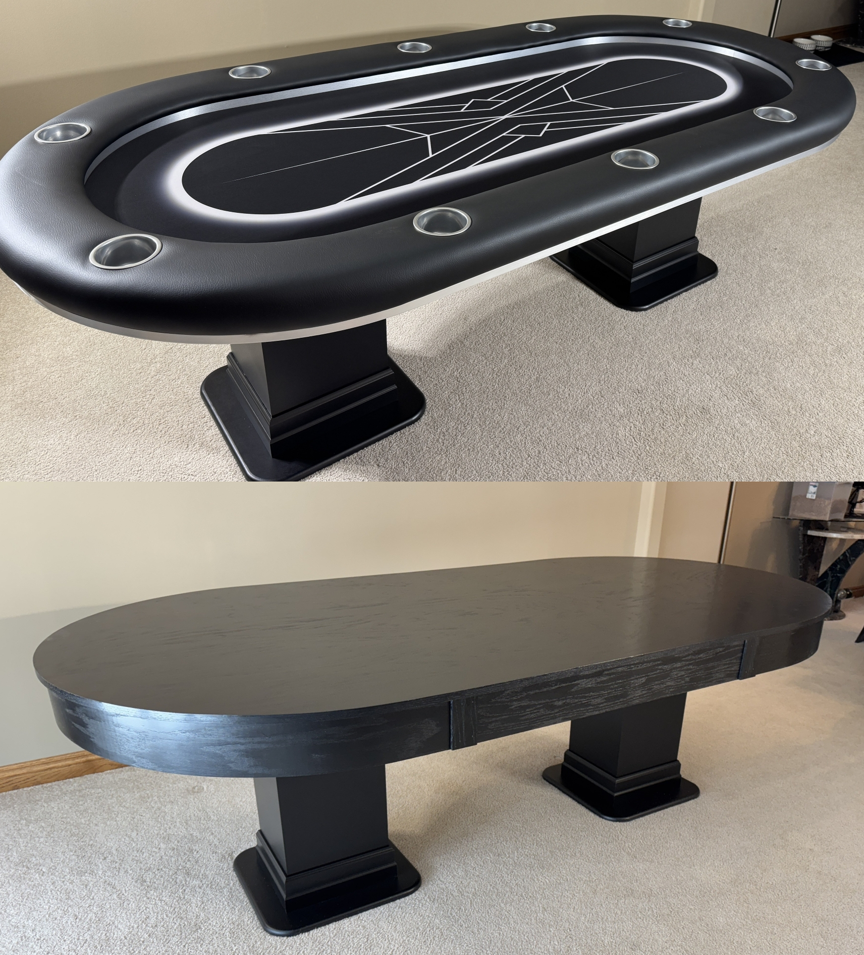 Brushed Aluminum Poker Dining Top
