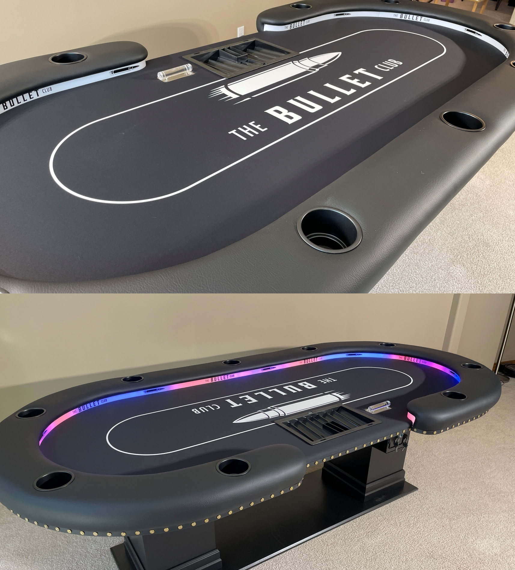 Bullet Club poker table with lights the bullet club poker table with led lights and bullet theme
