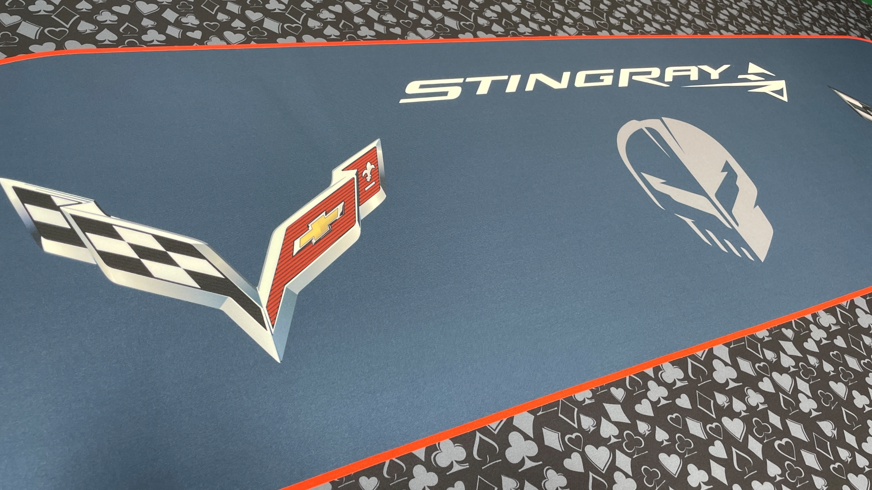 Corvette Poker Cloth Corvette theme custom poker table playing surface