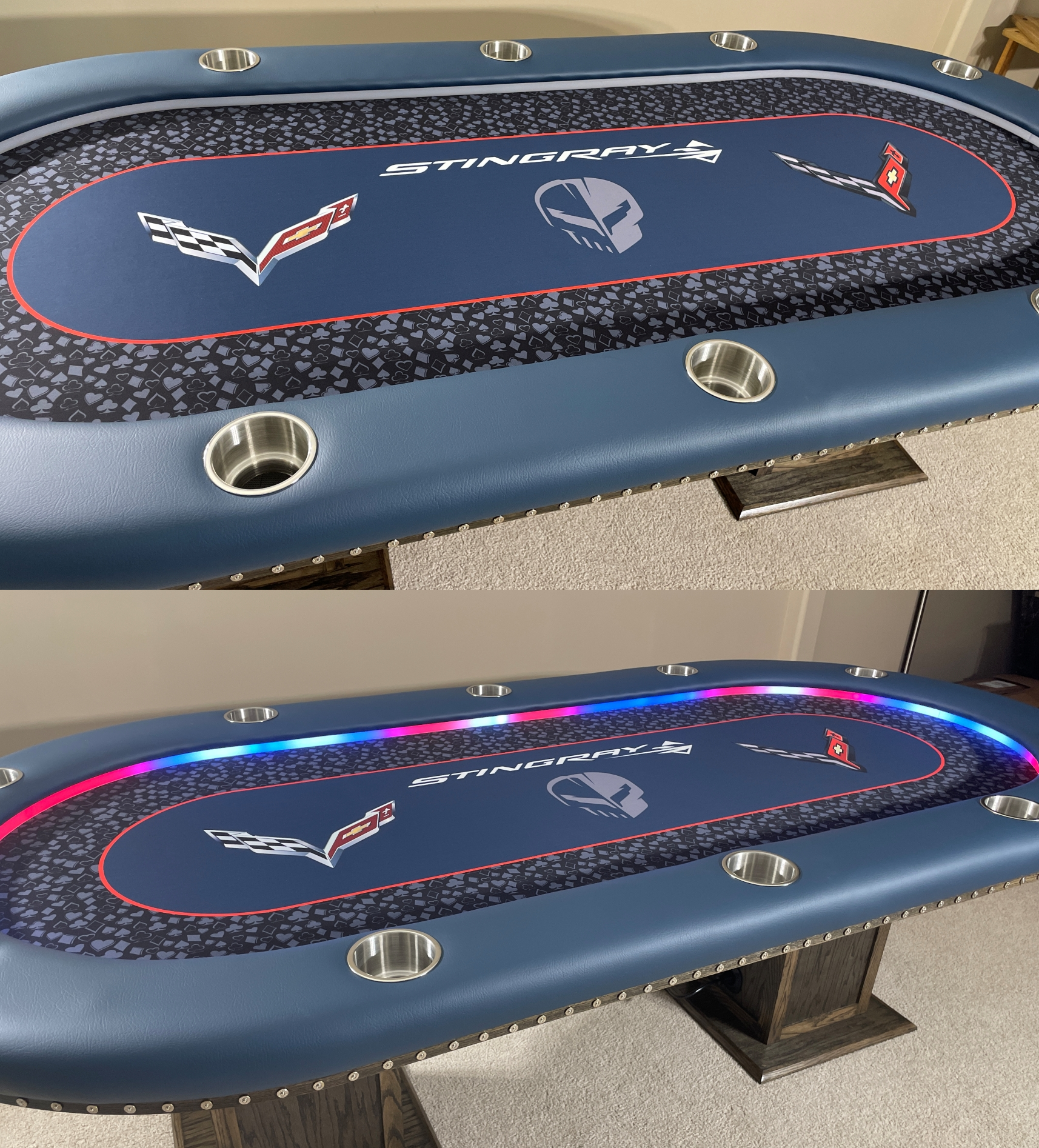 Corvette Poker LED Light Diffusers corvette poker table with LED Lights