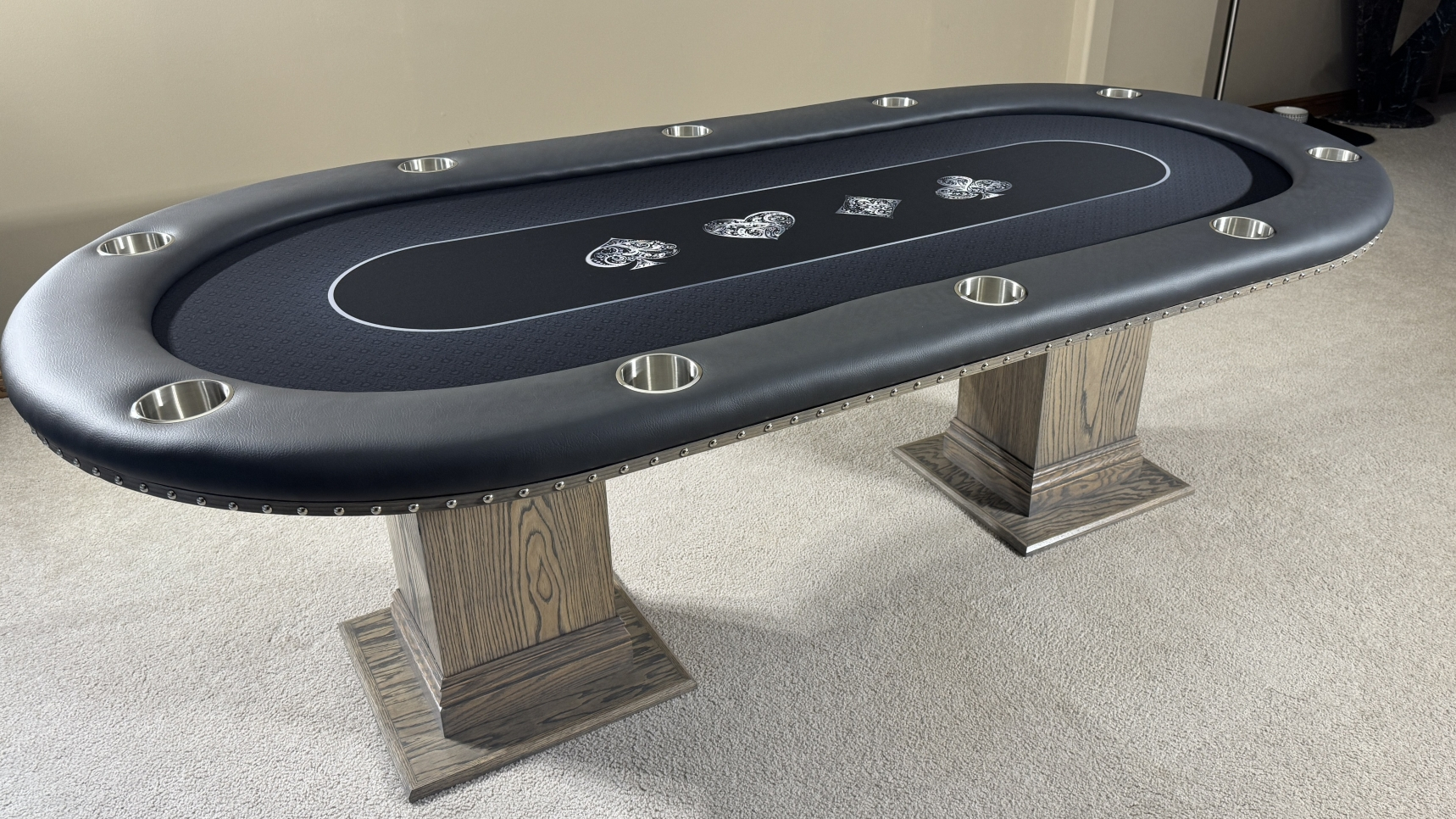 Grey and Oak poker table black and gray Oak poker table