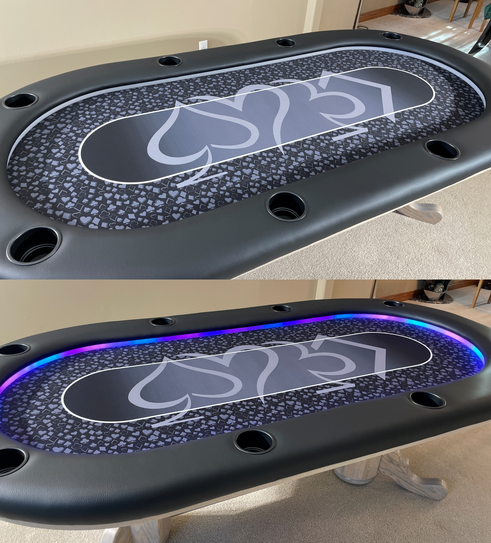 Grey and White Poker Table with Lights