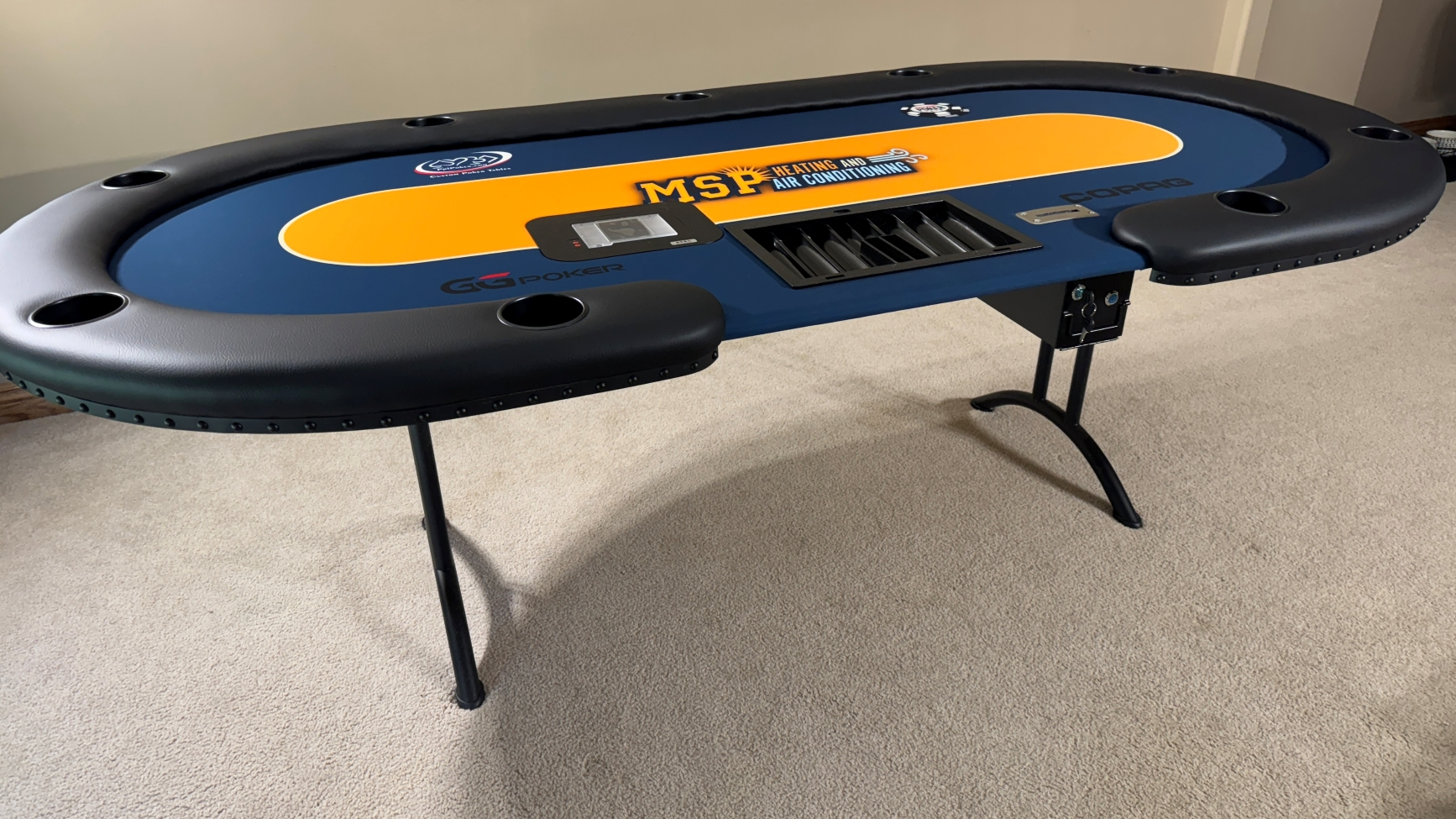 MSP Heating Poker Table custom poker table with auto shuffler and dealer cut out