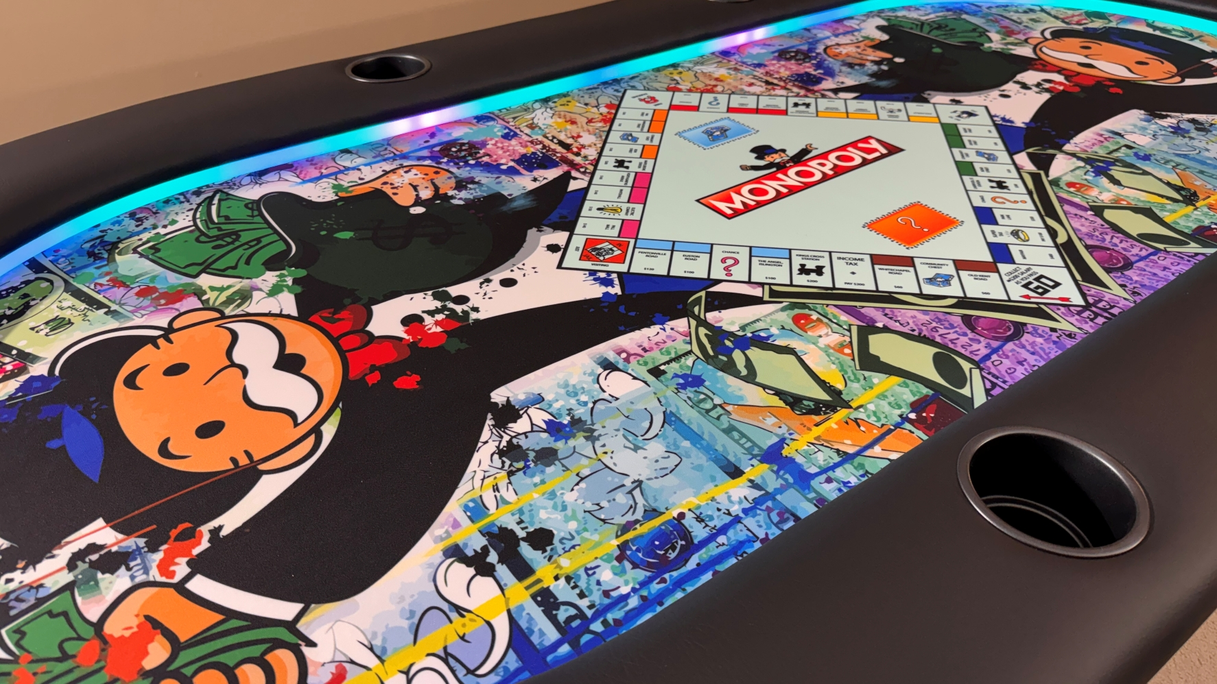Monopoly poker table cloth monopoly theme custom gaming cloth for a custom poker table