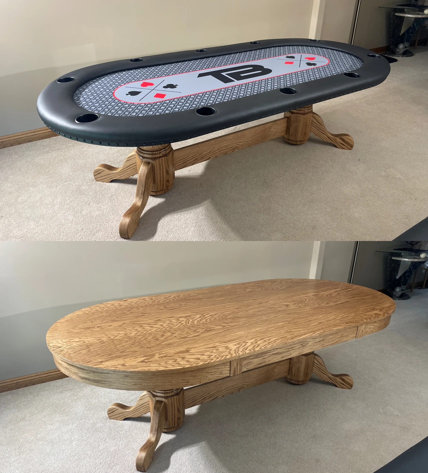 Oak Custom Poker Table Custom Oak Poker table with dining top cover