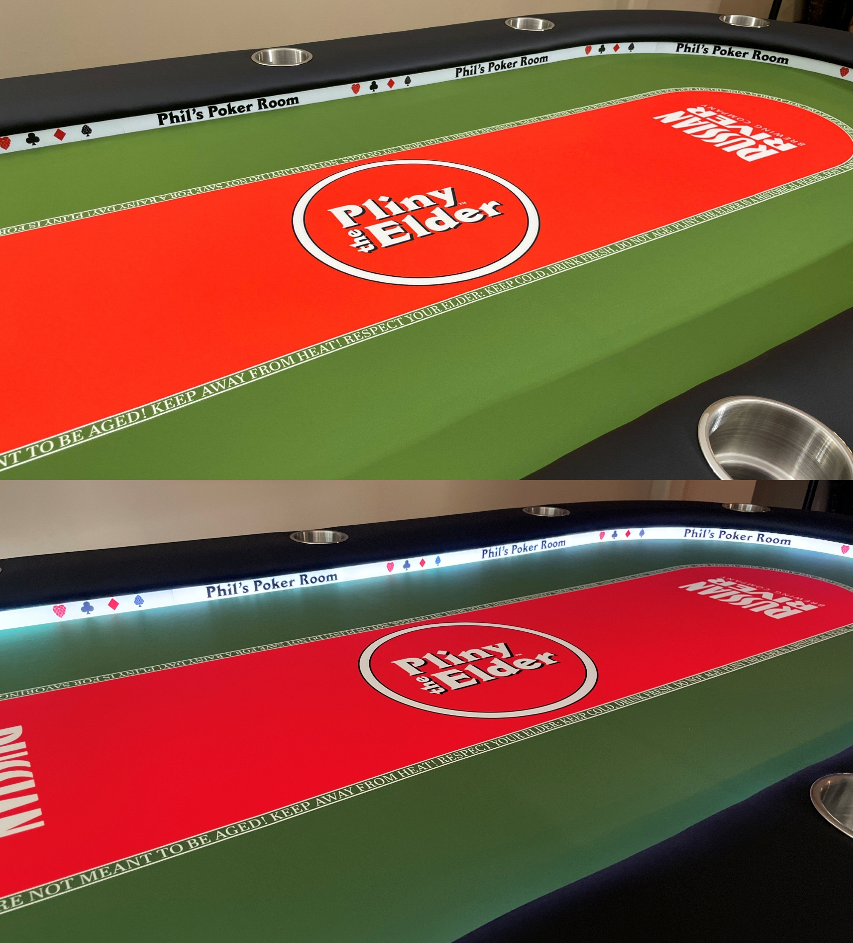 Pliny the Elder poker table Pliny the Elder poker table with LED Lights