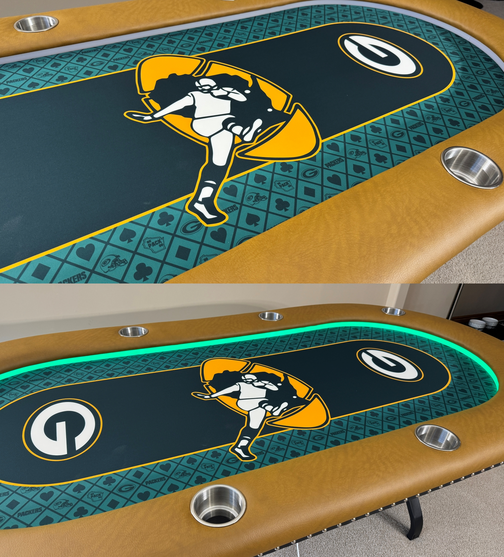 Poker Table Translucent LED Light Diffusers green bay packers poker table with LED lights