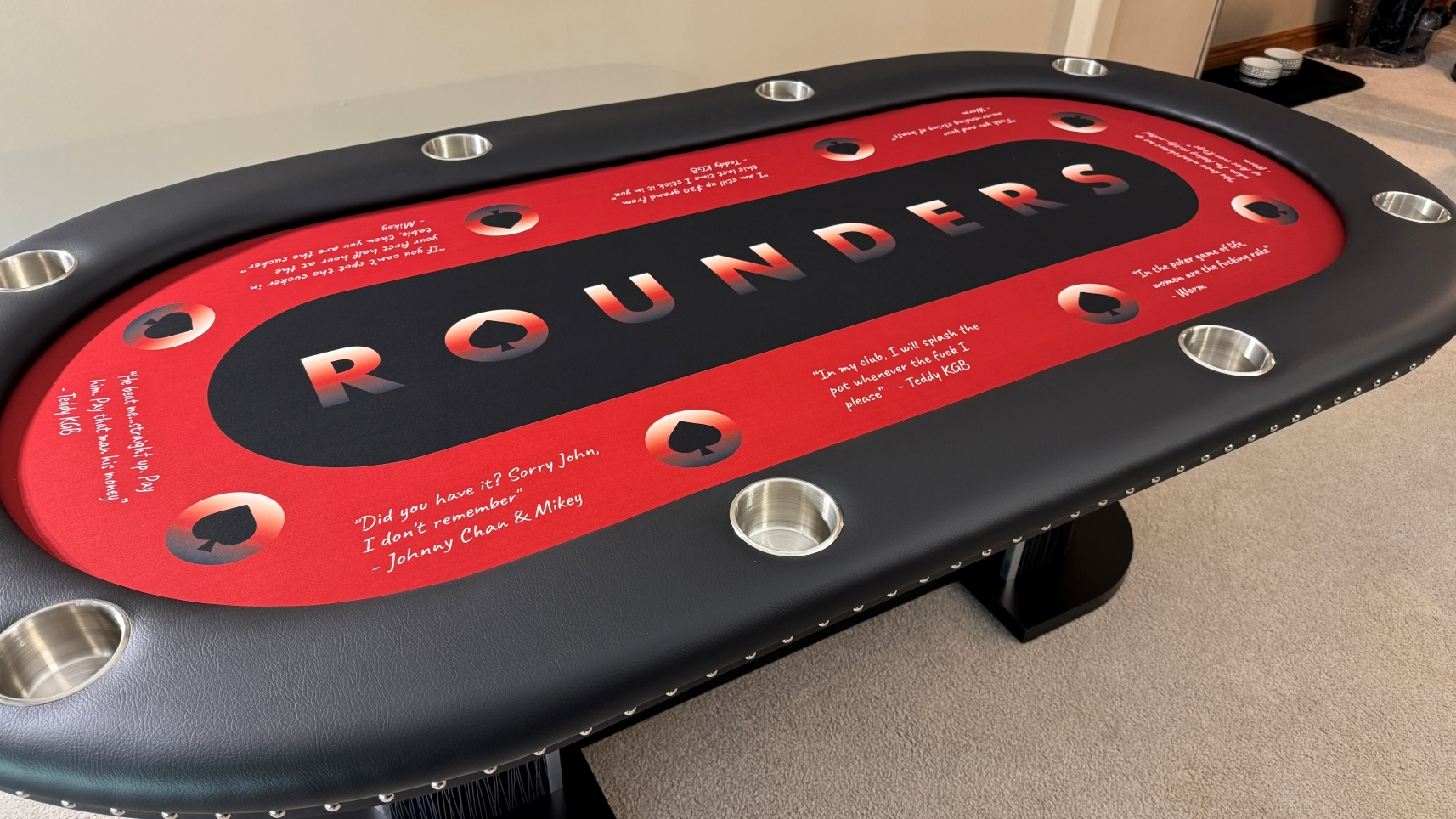 Rounders Custom Poker Table red and black rounders movie poker table