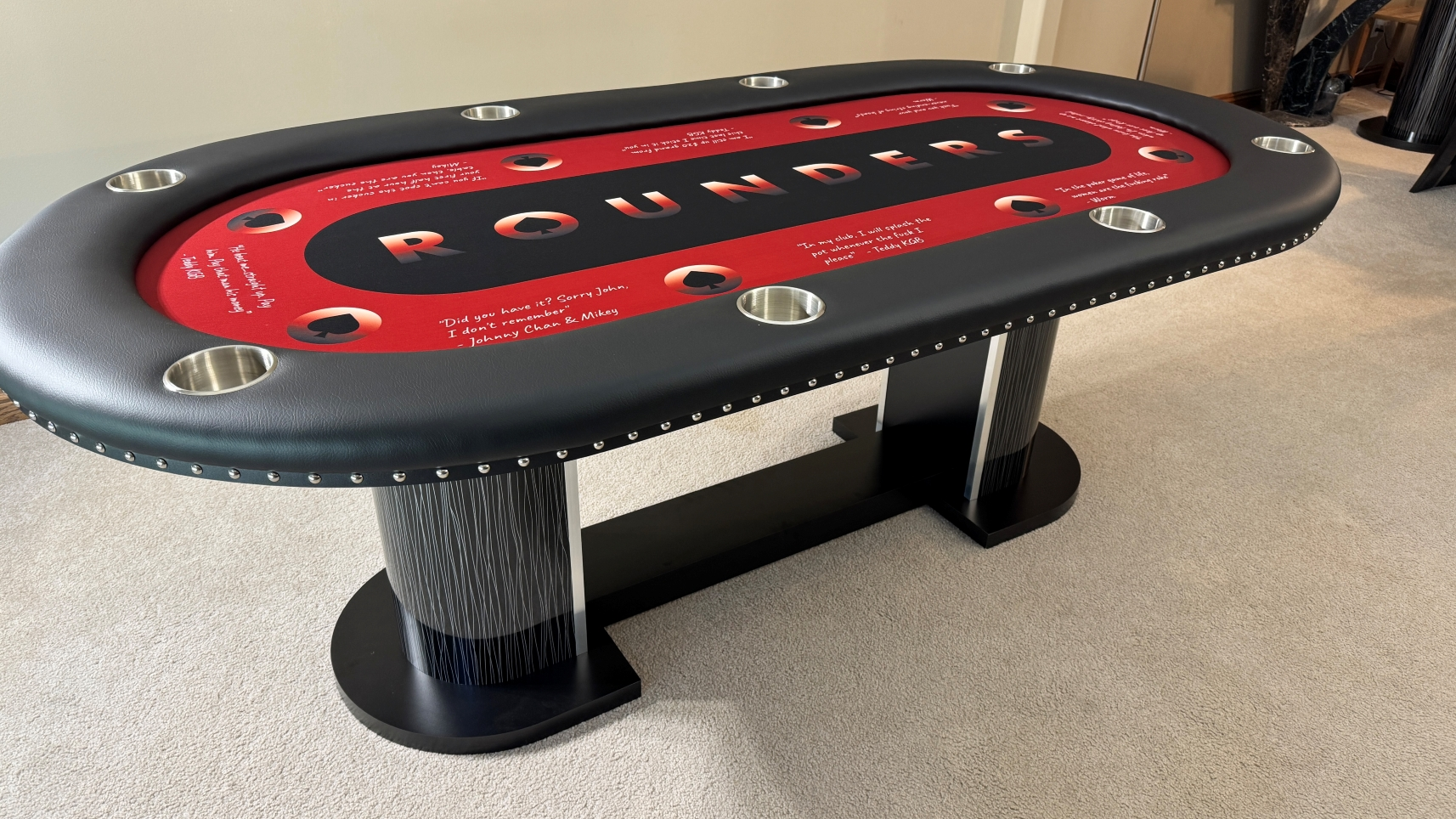 Rounders Poker Table red and black Rounders Movie theme poker table