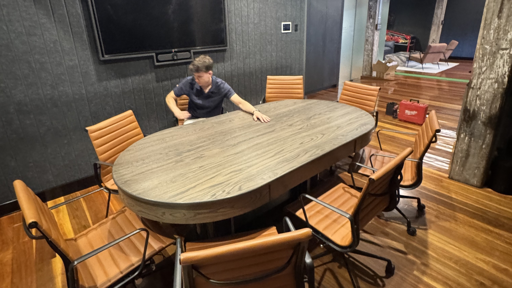 Office Poker Room office room with a poker table that includes a custom dining top