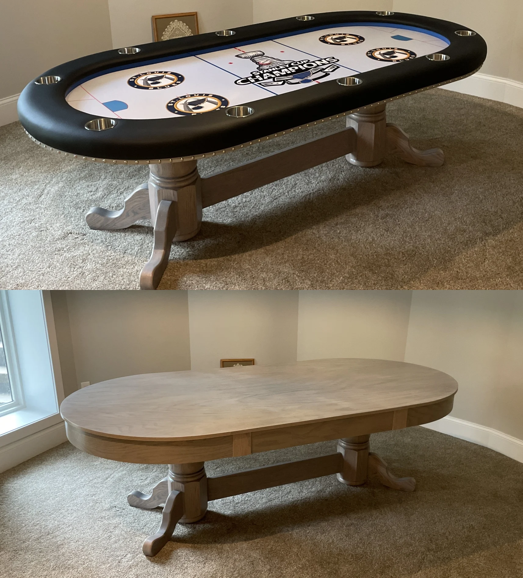 St Louis Blues Poker Table St Louis Blues Poker Table with Oak Dining Top