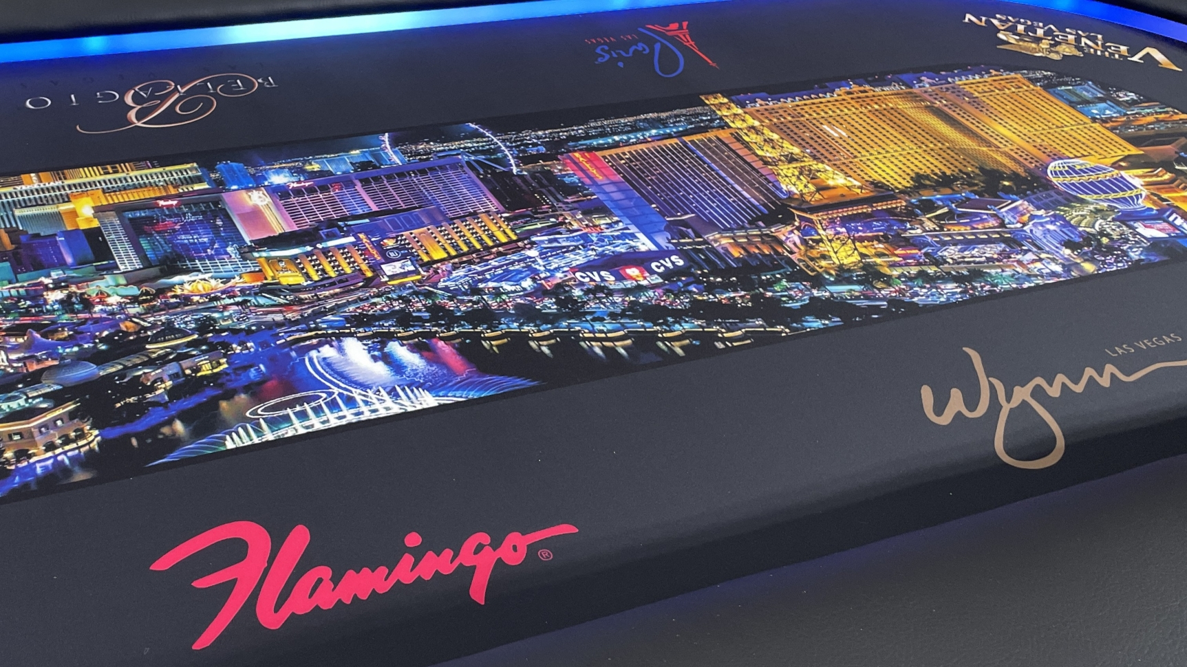 Vegas Strip Poker Cloth Las Vegas Strip printed on a custom poker table gaming cloth