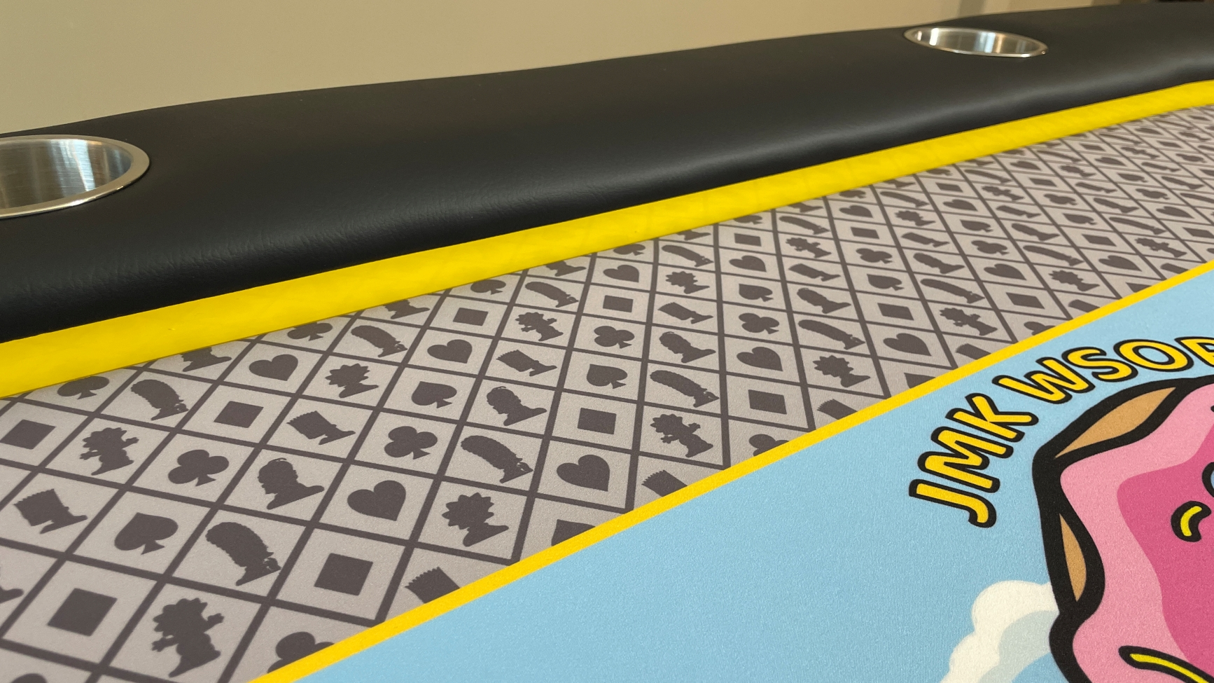 Yellow Acrylic Riser Simpsons theme poker table cloth with yellow acrylic riser