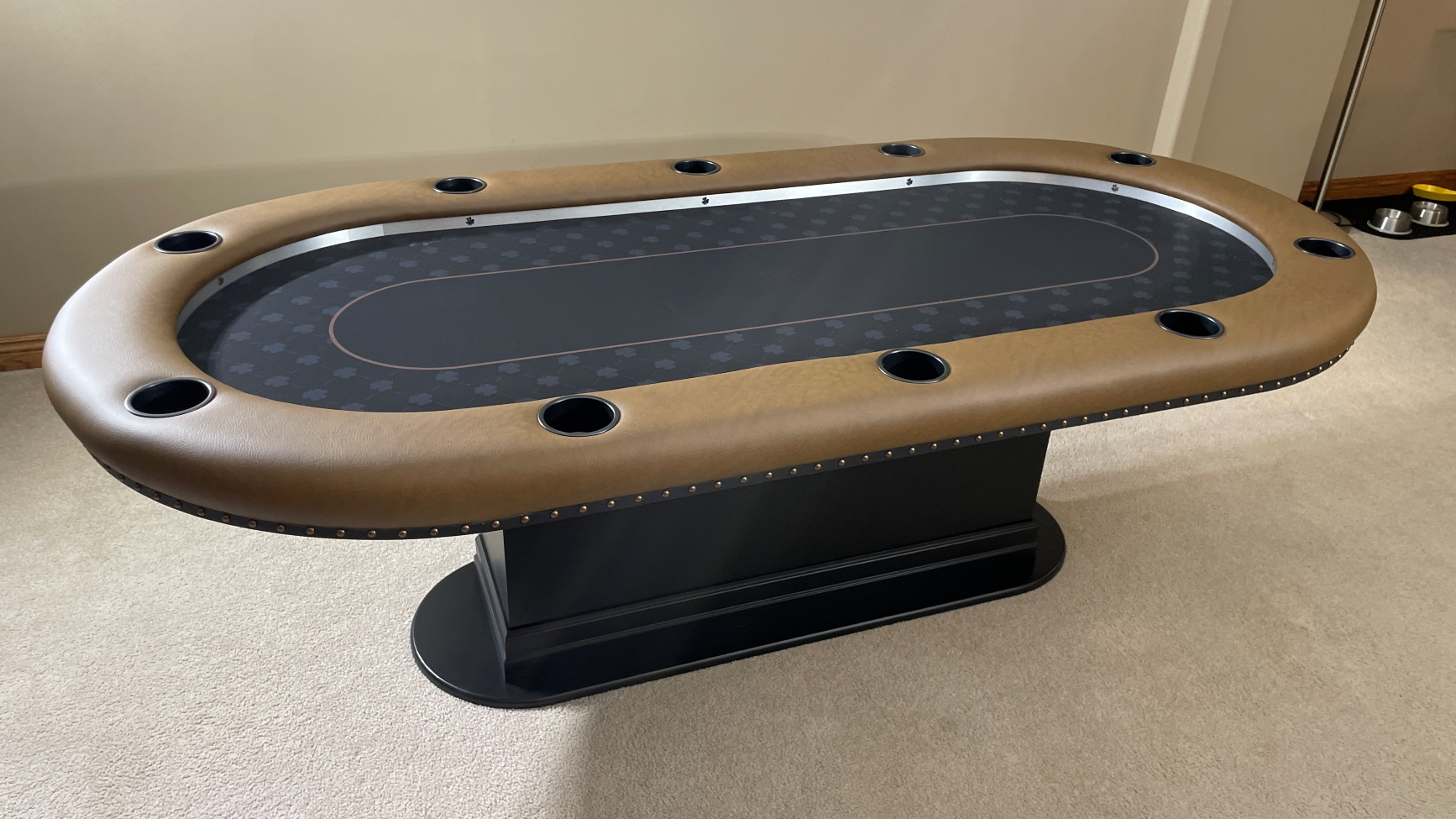 brown and black custom poker table