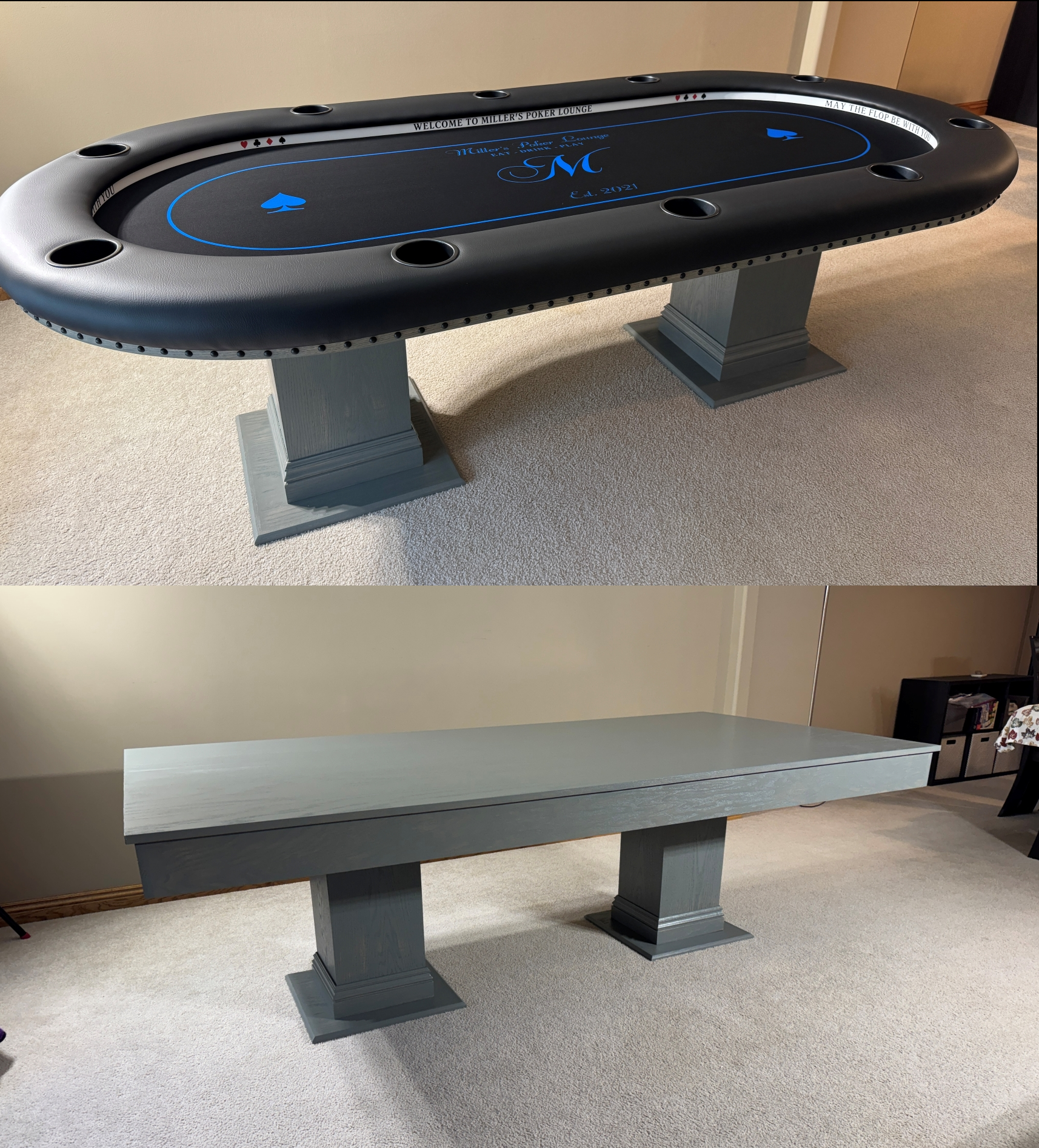 grey oak poker table dining top