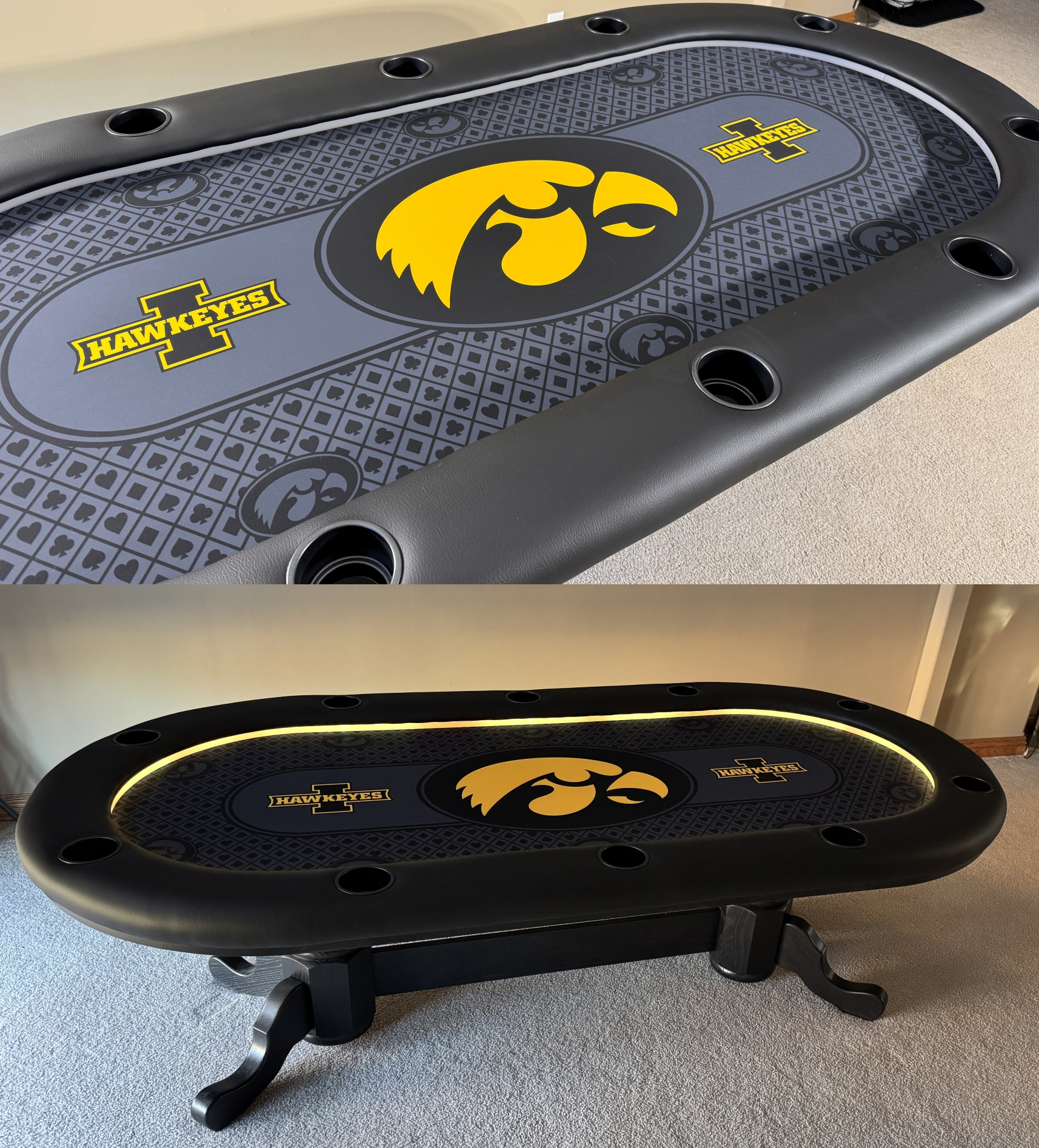 iowa poker table with led lights