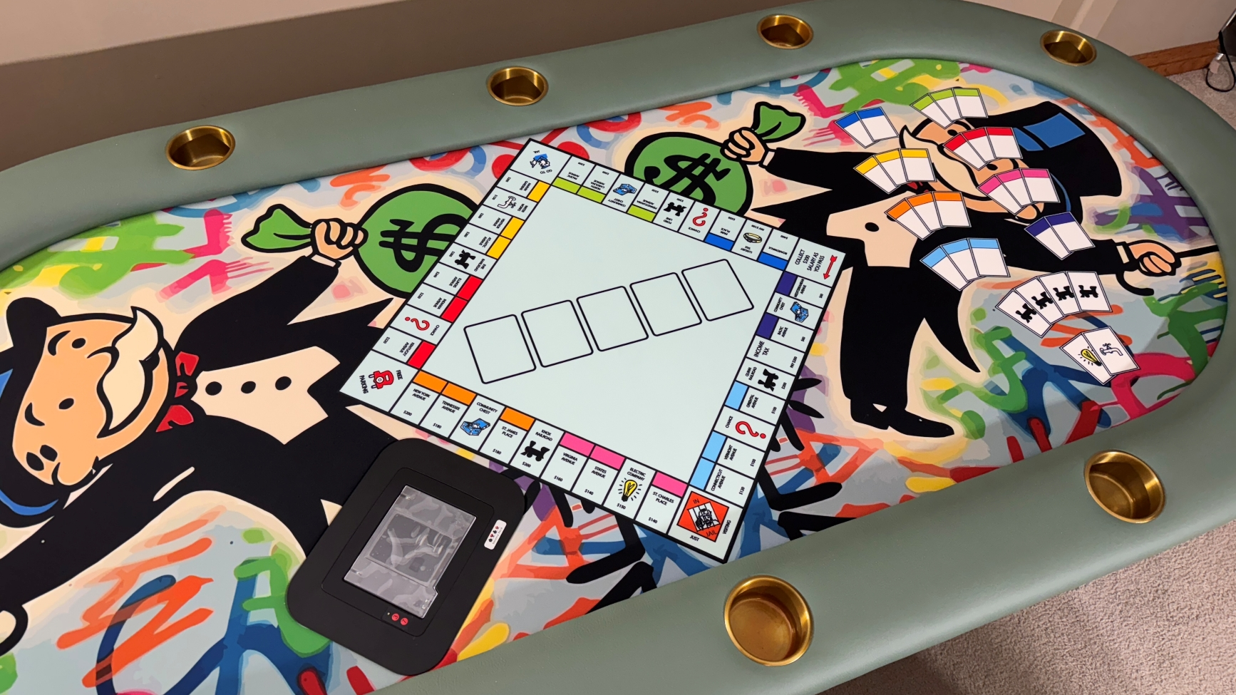monopoly poker cloth Monopoly theme poker cloth with monopoly game board printed on the playing surface