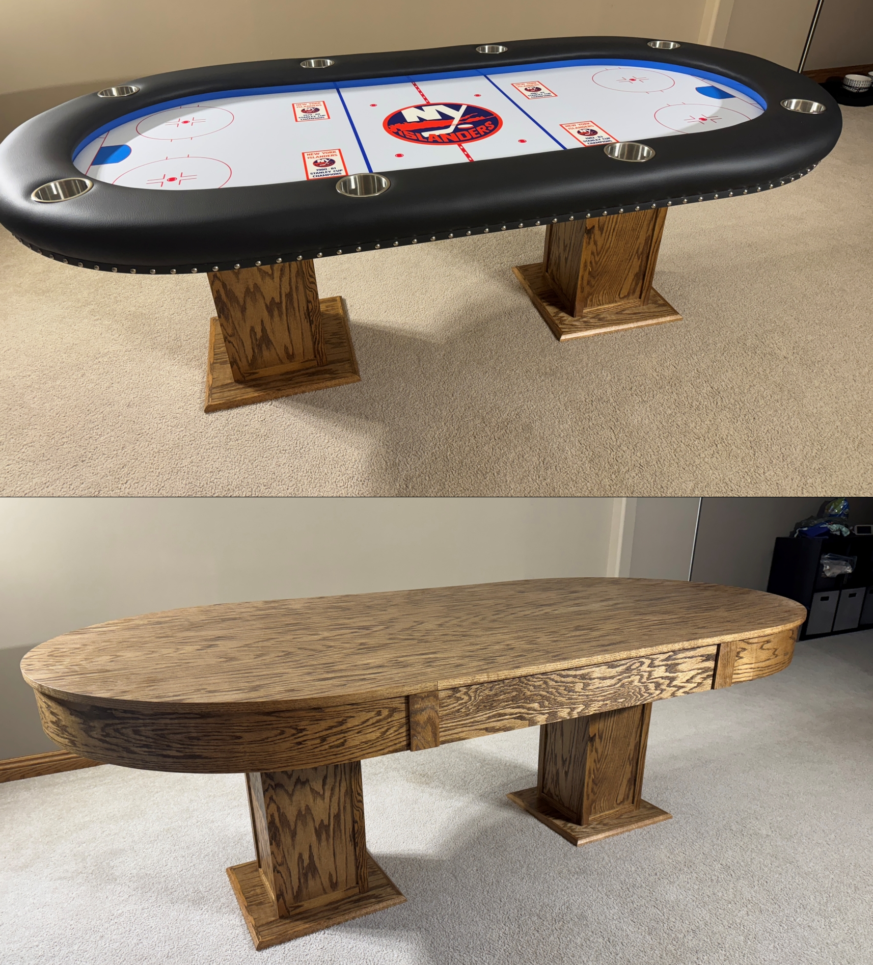 oak plywood poker table dining top ny islanders poker table with a custom oak dining top cover