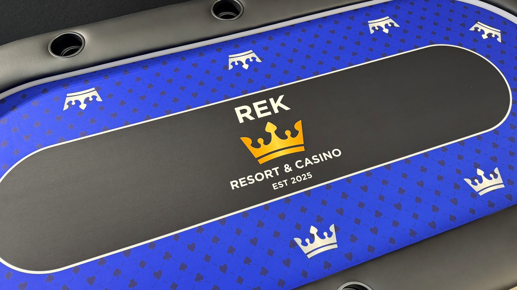 rek casino poker cloth blue & black REK Resort & Casino Custom gaming cloth