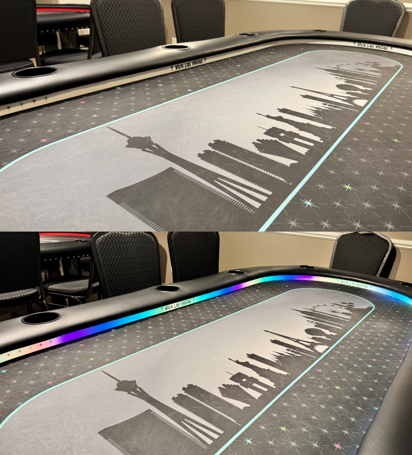 vegas poker table with light Las Vegas poker table with LED lights and custom graphic led light diffusers